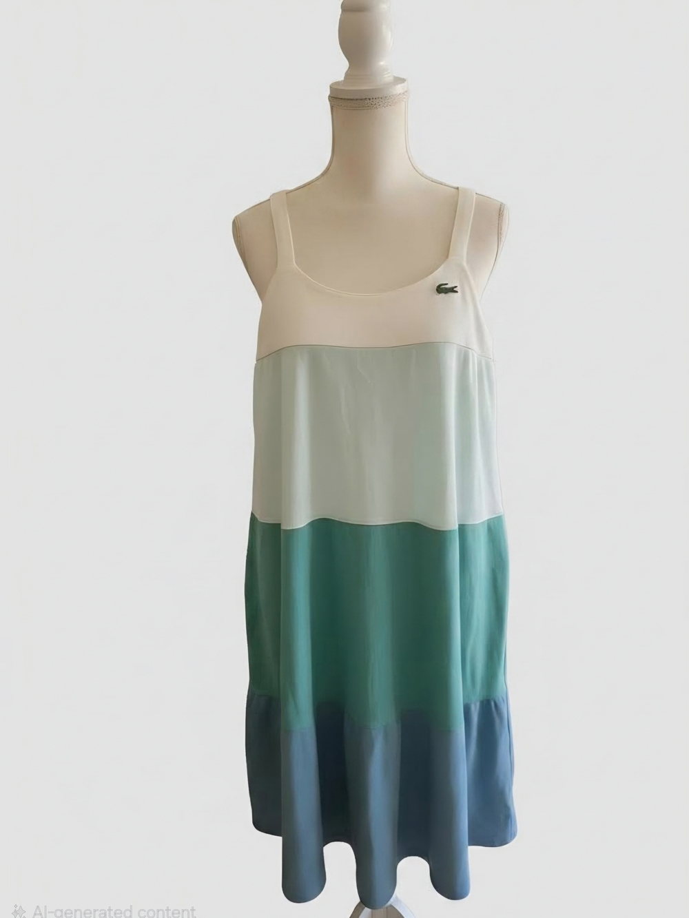 Lacoste Girls Colorblock Sundress in White, Mint, Teal, and Blue